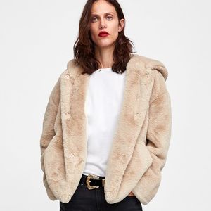 Zara Faux Fur Jacket with hood